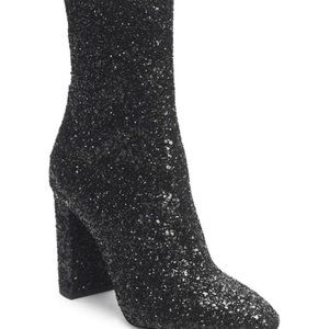 Saint Laurent Loulou Glitter Zip-Up Ankle Boots 41